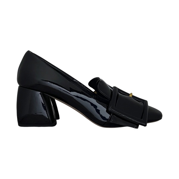 Miu Miu Womens Black Patent Leather Big Buckle Block Heel Loafers Shoes 37, US 7 - Picture 11 of 11